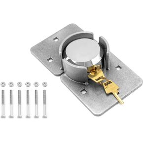 QWORK Heavy Duty Puck Lock and Hasp, High Security Steel Hidden Shackle Keyed Alike Padlocks with 2 Pcs Keys for Trucks, Gates, Vans and Vending Machines
