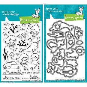 Lawn Fawn Mermaid for You Stamp and Die Set - Two item Bundle