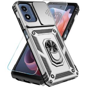 SunStory for Motorola Moto G Play 2024 Case with HD Screen Protector & Slide Camera Cover & Kickstand, Moto G Play 4G 2024 [Military-Grade] Phone Case for Moto G Play 2024 (Red)