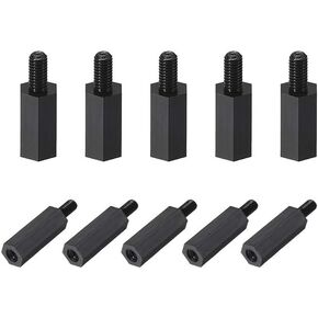 uxcell M3x25mm+6mm Male Female Hex Nylon Spacer Standoff for PC Circuit Board Black 100pcs