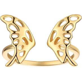 LEMON GRASS Open Heart Band Ring In 18K Gold Plated Sterling Silver | Women's Cutout Heart Ring Ajustable | Womens Gold Thumb Ring