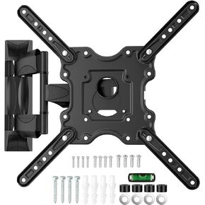Full Motion TV Wall Mount for Most 26-60 inch TVs, Max VESA 400x400mm Single Stud Articulating Heavy Duty TV Bracket with Swivel Tilting Extension & Protective Cover, Holds 77 LBS