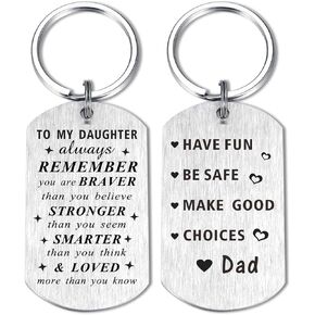 Daughter Birthday Gifts from Mom Dad - Have Fun, Be Safe, Make Good Choice - Daughter Birthday Wedding Keychain Gifts
