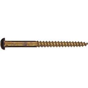 1869 10 x 1-1/2 Brass Round Head Slotted Wood Screw 20-Pack