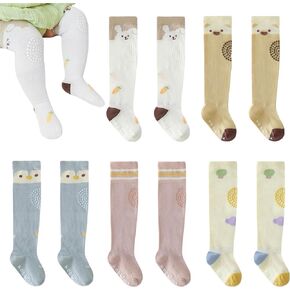 Toddler Baby Knee High Non-skid Socks Boy Girl Non Slip Socks Infant Crawling Stockings for Spring Summer Autumn