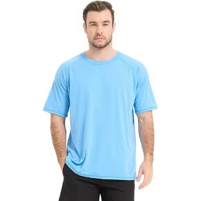 Mens Short Sleeve Rash Guard Shirt UPF 50+ UV Sun Protection Swim Shirts Quick Dry Hiking Running Fishing Shirt