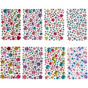 Flowers Gem Stickers, Maxleaf 3D Self Adhesive (Approximately 900PCS) Rhinestone Jewels Gem Stickers for Crafts Nail Makeup Kids Gift