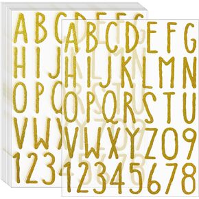 Glitter Alphabet Letter Stickers 360 Pieces 10 Sheets Self Adhesive Letters(Gold,2Inch)