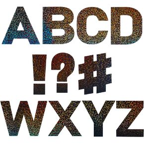 Whaline 232Pcs Black Glitter Bulletin Board Letter Stickers 2.5 Inch Alphabet Letter Decals Self-Adhesive Capital Letter Symbol Label Large Stickers for Classroom Posters Decor, 24 Sheets