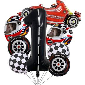 18 Inch Race Car Wheel Balloons, Black and White Checkered Balloons for Birthday Party, Race Car Theme Party, 12 PCS