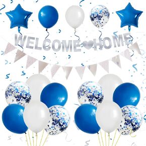 Welcome Home Decorations,Black Red We Missed You So Much Balloons Banners Set,Glitter Banner with Confetti Balloons,Pennant Flag Bunting for Home Family Baby Shower Welcome Back Party Supplies