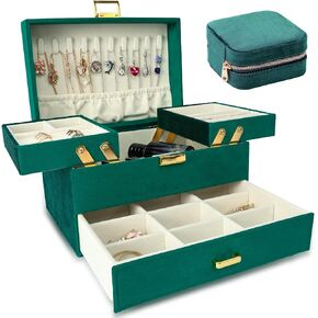 Dajasan Jewelry Holder Organizer Box + Travel Jewelry Box