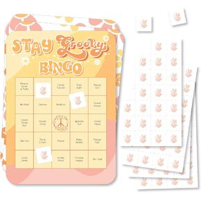 Big Dot of Happiness Stay Groovy - Bingo Cards and Markers - Boho Hippie Party Bingo Game - Set of 18 in Saudi Arabia