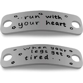 Vadaka Christmas Workout Fitness Gym Gift Funny Inspirational Gift Shoelace Tag Set Trainer Tags Gift for Runner Shoelace Charm for Girls Women Runners Gift Run with Your Heart Lace Tag for Runners
