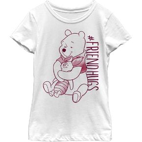 Disney Winnie Piglet Pooh Hugs Girl's Solid Crew Tee