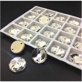 Round Crystal Sew On Rhinestones Flatback Rhinestones for Clothes Crafts Sewing Beads Decorations K9 Glass (8mm 84pcs)