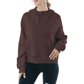 MAGICMK Womens Pullover Sweatshirts Zipper Up Hoodie Fall Winter Cropped Long Sleeve Outfits Oversize Top