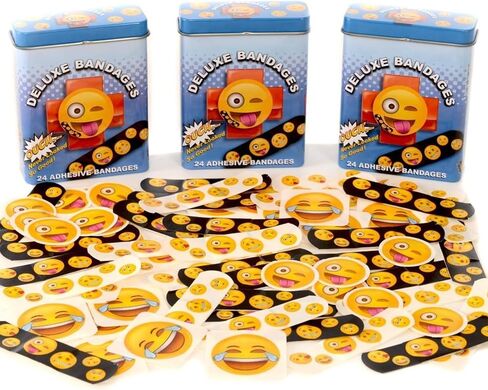 Emoji Universe Emoji Adhesive Bandages - 24 Fun and Colorful First Aid Strips with Unique Emoticon Designs - One of a Kind Bandage Perfect for Kids and Emoji Enthusiasts (3-Pack, 72 Pieces) in Saudi Arabia