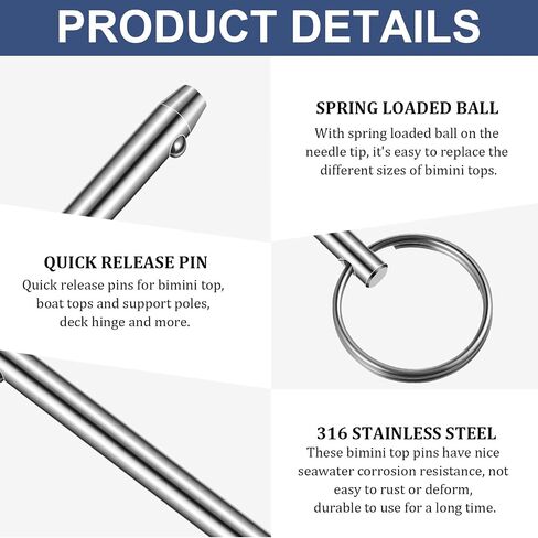 4 PCS Quick Bimini Top Pin, Diameter 1/4 Inch/ 6.3 mm, 316 Stainless Steel for Marine (Release Pin,Total Length 2 Inch/ 51 mm Effective Length 1.5 Inch/ 39 m) in Saudi Arabia