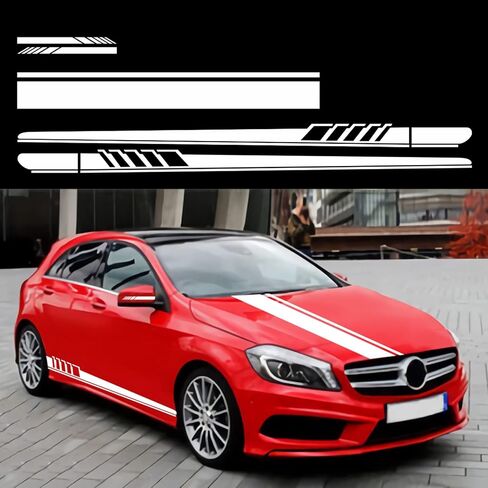 Racing Stripes Car Stickers Sport Stripes DIY Styling Decorated Door Hood Mirrors Vinyl Sticker Accessories for car Trucks SUV(5PCS)(Black) in Saudi Arabia