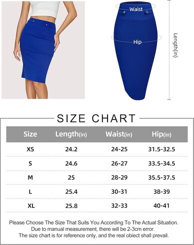 Women's Basic Pencil Skirts Stretchy Bodycon Midi Pencil Skirt Office Work Skirts Knee Length with Back Slit in Saudi Arabia