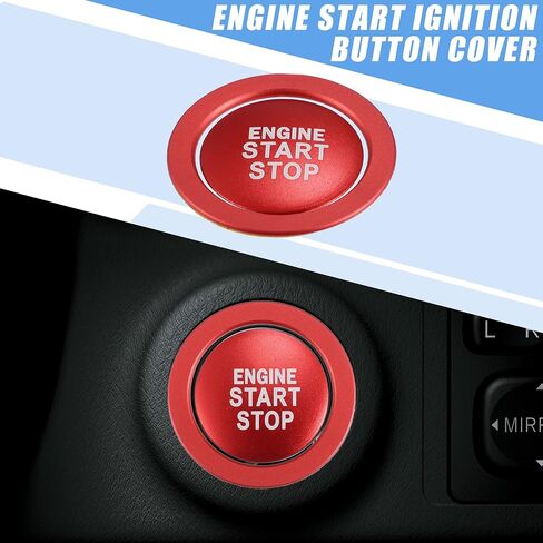Engine Start Stop Ignition Button Overlay Cover Decal Trim Sticker for Toyota Camry Tacoma Prius Avalon RAV4 Mirai Corolla Aluminum Alloy Black in Saudi Arabia