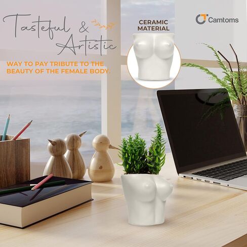 Body Vase Female Form - Feminist Decor Bust Vase - Cute Vase Body Planter - Body Shaped Vase for a Boho Chic Decor Boob Vases (Small, Black) in Saudi Arabia