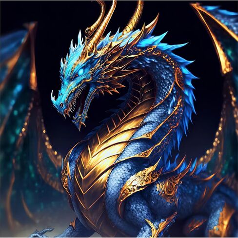 uohqhi Dragon 5D Diamond Art Painting Kit, Diamond Art for Adults and Kids, Round 5D Paint with Diamonds Pictures Gem Art Painting Kits DIY Crafts Kits 14x14inches in Saudi Arabia