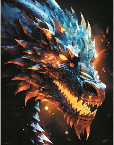 uohqhi Dragon 5D Diamond Art Painting Kit, Diamond Art for Adults and Kids, Round 5D Paint with Diamonds Pictures Gem Art Painting Kits DIY Crafts Kits 14x14inches in Saudi Arabia