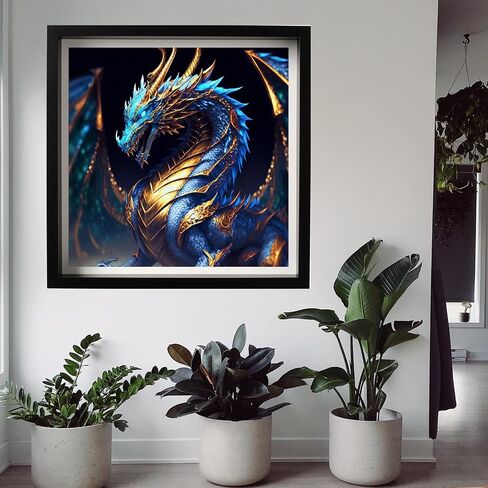 uohqhi Dragon 5D Diamond Art Painting Kit, Diamond Art for Adults and Kids, Round 5D Paint with Diamonds Pictures Gem Art Painting Kits DIY Crafts Kits 14x14inches in Saudi Arabia