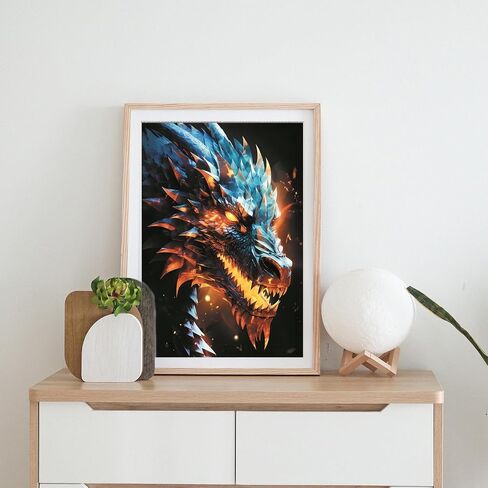 uohqhi Dragon 5D Diamond Art Painting Kit, Diamond Art for Adults and Kids, Round 5D Paint with Diamonds Pictures Gem Art Painting Kits DIY Crafts Kits 14x14inches in Saudi Arabia