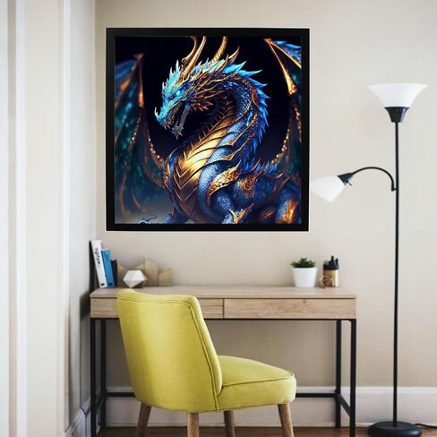 uohqhi Dragon 5D Diamond Art Painting Kit, Diamond Art for Adults and Kids, Round 5D Paint with Diamonds Pictures Gem Art Painting Kits DIY Crafts Kits 14x14inches in Saudi Arabia