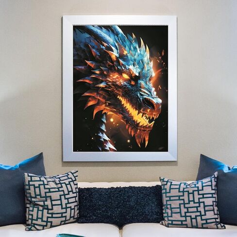 uohqhi Dragon 5D Diamond Art Painting Kit, Diamond Art for Adults and Kids, Round 5D Paint with Diamonds Pictures Gem Art Painting Kits DIY Crafts Kits 14x14inches in Saudi Arabia