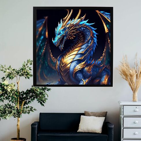 uohqhi Dragon 5D Diamond Art Painting Kit, Diamond Art for Adults and Kids, Round 5D Paint with Diamonds Pictures Gem Art Painting Kits DIY Crafts Kits 14x14inches in Saudi Arabia