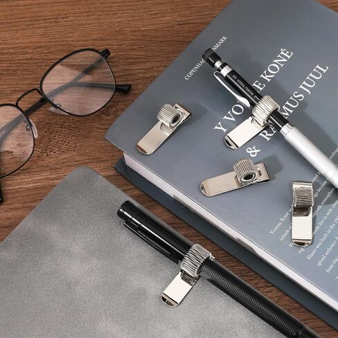 12 Pieces Metal Pen Clip Holder Loop Stainless Steel Pen Pencil Holder Loop Organizer for Notebook and Clipboard in Home, Office, Pocket, Silver in Saudi Arabia