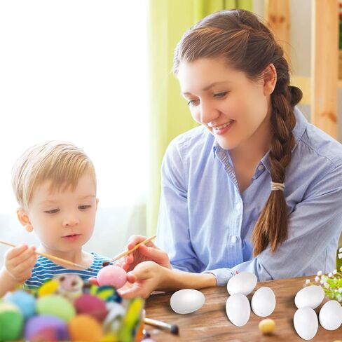 Sallyfashion 60 Pcs White Plastic Eggs，Paintable Easter Eggs Plastic Easter Egg Fake Eggs for Crafts Easter Hunts Basket Fillers Easter Gift Party Favor in Saudi Arabia