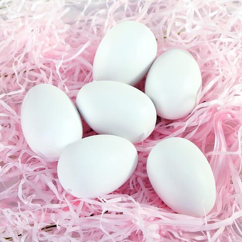 Sallyfashion 60 Pcs White Plastic Eggs，Paintable Easter Eggs Plastic Easter Egg Fake Eggs for Crafts Easter Hunts Basket Fillers Easter Gift Party Favor in Saudi Arabia