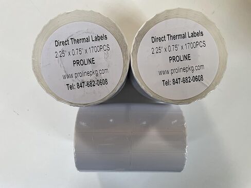 Direct Thermal Labels, 2 1/4 x 3/4 Inch, 2.25" x 0.75" White, Permanent Adhesive, Perforations Between Labels, 1700 per Roll, (1 Roll) in Saudi Arabia