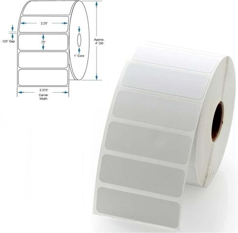 Direct Thermal Labels, 2 1/4 x 3/4 Inch, 2.25" x 0.75" White, Permanent Adhesive, Perforations Between Labels, 1700 per Roll, (1 Roll) in Saudi Arabia