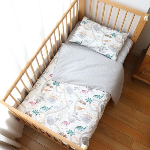 100% Cotton Crib Bedding Set for Baby Boys Girls,3 Pcs Baby Bed Linen Include Duvet Cover,Fitted Sheet,Pillowcase,Nursery Decoration,No Filler (Beige) in Saudi Arabia