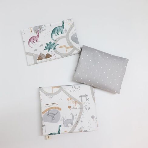 100% Cotton Crib Bedding Set for Baby Boys Girls,3 Pcs Baby Bed Linen Include Duvet Cover,Fitted Sheet,Pillowcase,Nursery Decoration,No Filler (Beige) in Saudi Arabia