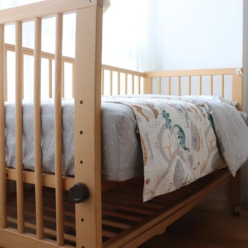 100% Cotton Crib Bedding Set for Baby Boys Girls,3 Pcs Baby Bed Linen Include Duvet Cover,Fitted Sheet,Pillowcase,Nursery Decoration,No Filler (Beige) in Saudi Arabia