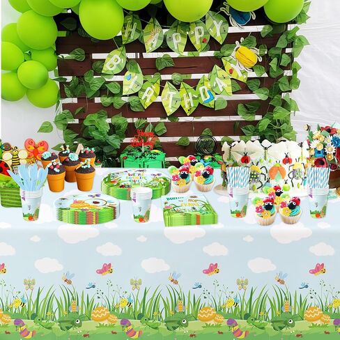 أطباق ومناديل عيد ميلاد الحشرات، أدوات مائدة لتزيين الحفلات - لوازم حفلات الحشرات، طبق، كوب، منديل، شوكة، لربيع وصيف، حشرات طبيعية، ديكورات حفلات أعياد الميلاد | يخدم 24 in Kuwait