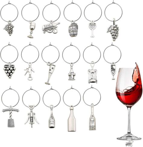WOCRAFT 50 Sets Craft Supplies Wine Glass Charms Markers Wine Tasting Party Decoration Supplies Gift with 25mm Strong Stainless Steel Wine Glass Charm Rings (M307+10575) in Saudi Arabia
