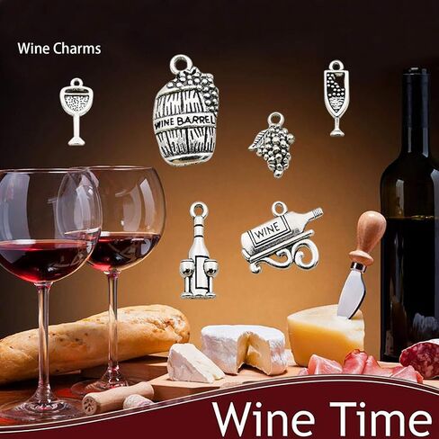 WOCRAFT 50 Sets Craft Supplies Wine Glass Charms Markers Wine Tasting Party Decoration Supplies Gift with 25mm Strong Stainless Steel Wine Glass Charm Rings (M307+10575) in Saudi Arabia