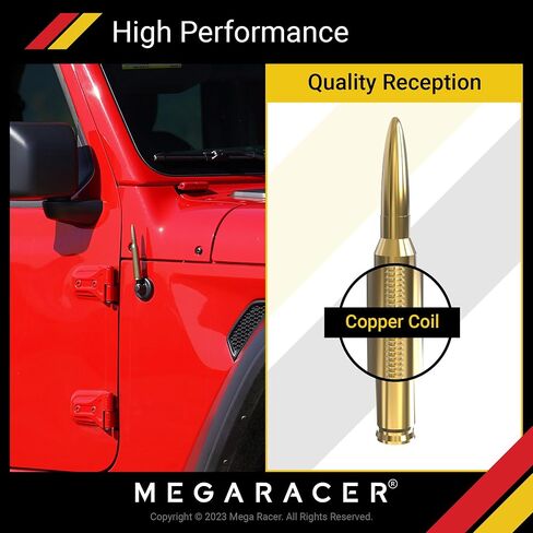 Mega Racer Metallic Gold Antenna for Jeep Wranger Gladiator 2007-2024 JT JKU JLU JK JL Jeep Wrangler Accessories, Sahara Rubicon Willys Mojave Jeep Antenna Replacement, Wrangler Gladiator Accessories in Saudi Arabia