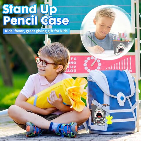 Standing Pencil Case Cute Shark Telescopic Pen Holder Pop Up Stationery Pouch Makeup Cosmetics Bag for School Students Office Girls Boys Teens Women in Saudi Arabia