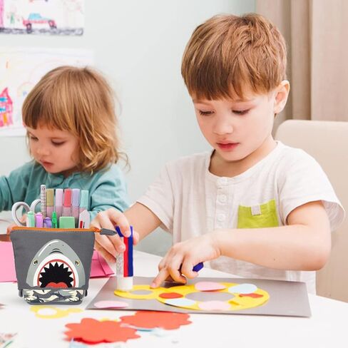 Standing Pencil Case Cute Shark Telescopic Pen Holder Pop Up Stationery Pouch Makeup Cosmetics Bag for School Students Office Girls Boys Teens Women in Saudi Arabia