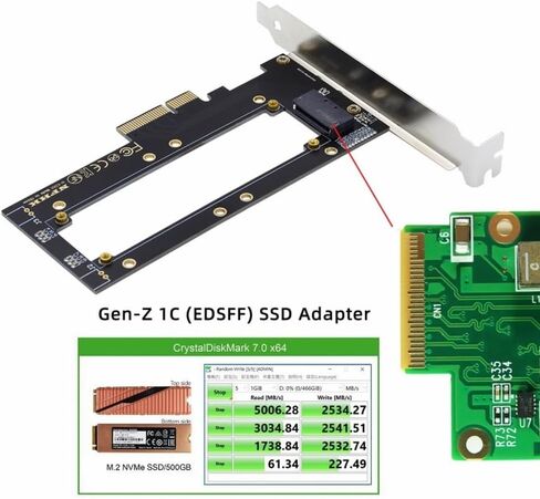 CY Adapter PCI-E 4.0 4X Host Adapter to NVMe Ruler 1U GEN-Z EDSFF 9.5mm 15mm 25mm Thickness Short SSD E1.S with Heat Sink PM9A3 PM9D3 P5801X Carrier Adapter in Saudi Arabia