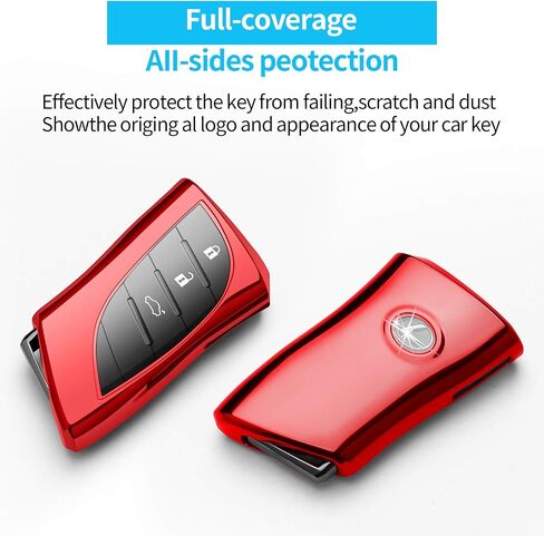 Autophone متوافق مع غطاء مفتاح Lexus Key Fob مع سلسلة مفاتيح ناعمة من مادة TPU حماية 360 درجة لمفتاح 2018-2024 UX200 LS500 LS500H LC500 LC500h ES300h ES350 المفتاح الذكي (أحمر) in Kuwait